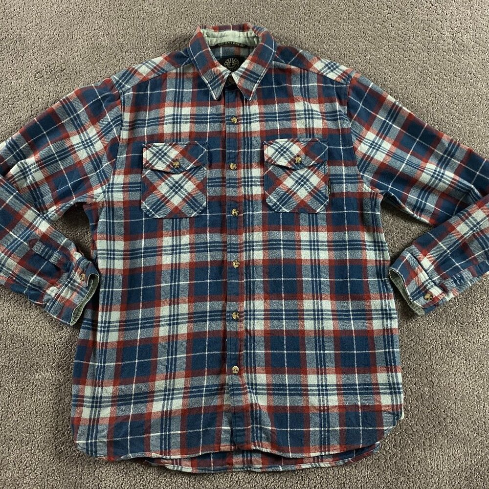 Levitate Flannel Shirt Men's Large Surf Skate Music Art Blue Gray Red Skateboard